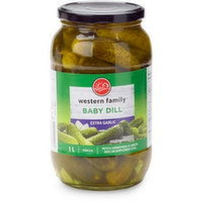 Western Family - Baby Dill Pickles with Extra Garlic, 1 Litre