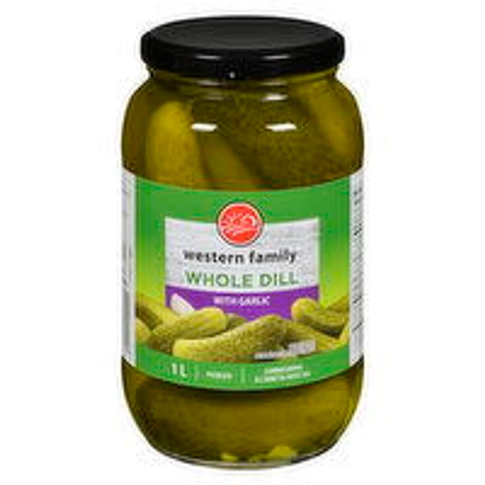 Western Family - Whole Dill with Garlic Pickles, 1 Litre