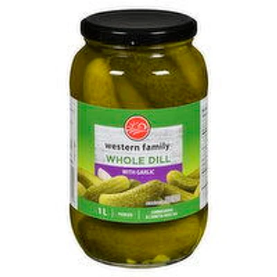 Western Family - Whole Dill with Garlic Pickles, 1 Litre