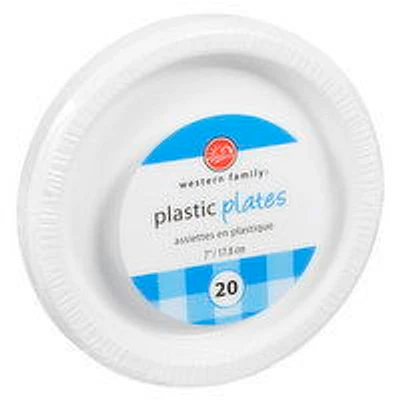 Western Family - Plastic Plates Coloured 7in, 20 Each