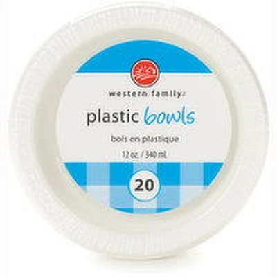 Western Family - Coloured Plastic Bowls, 20 Each