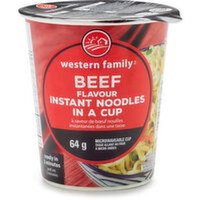 Western Family - Beef Flavour Instant Noodle Cup, 64 Gram