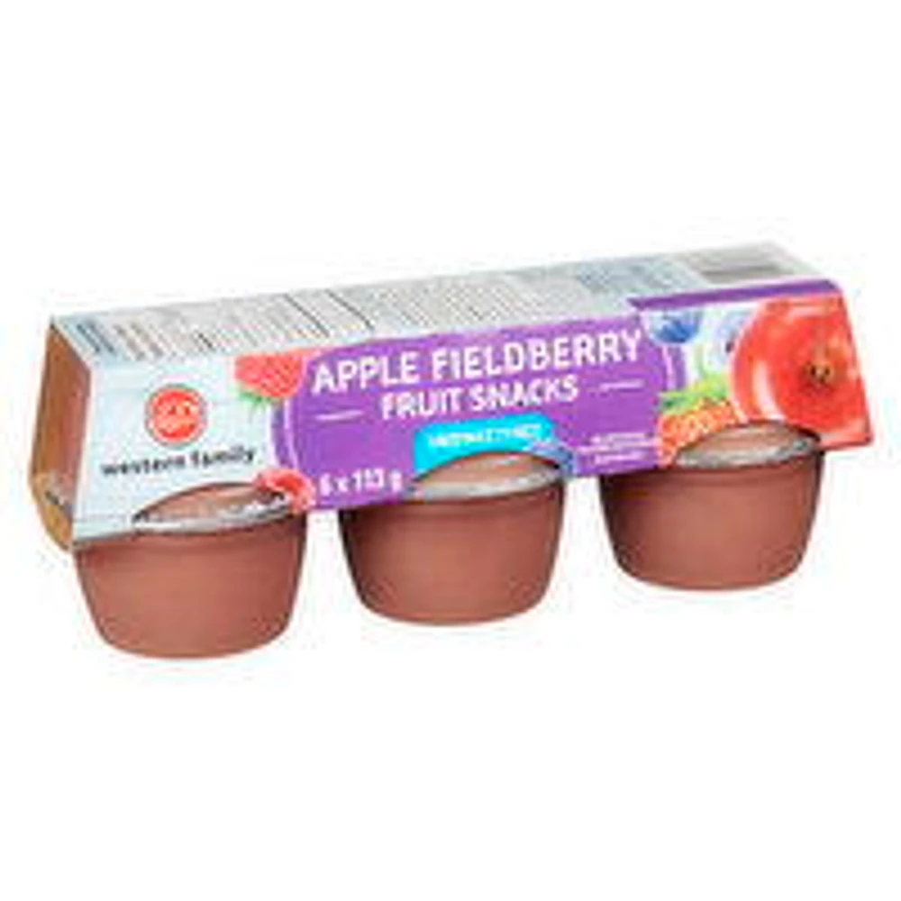 Western Family - Fruit Snack Cups, Apple Fieldberry Unsweetened, 6 Each