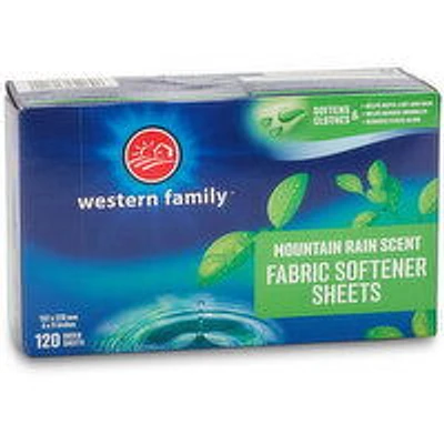 Western Family - Fabric Softener Sheets - Mountain Rain Scent, 120 Each