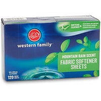 Western Family - Fabric Softener Sheets - Mountain Rain Scent, 120 Each