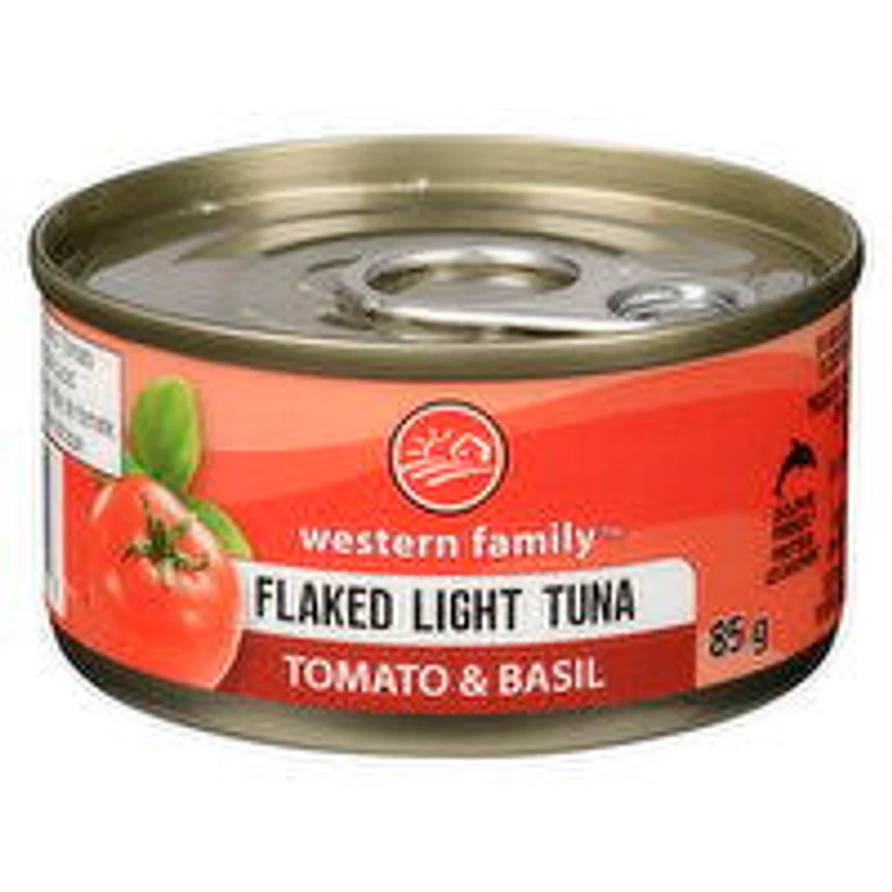 Western Family - Flaked Light Skipjack Tuna Tomato & Basil, 85 Gram