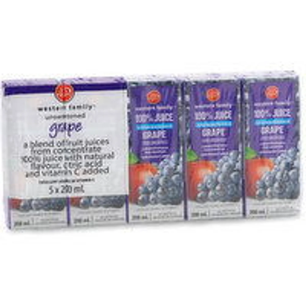 Western Family - Unsweetened Grape Juice, 200 Millilitre