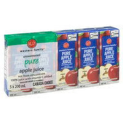 Western Family - Pure Apple Juice, Unsweetened, 200 Millilitre