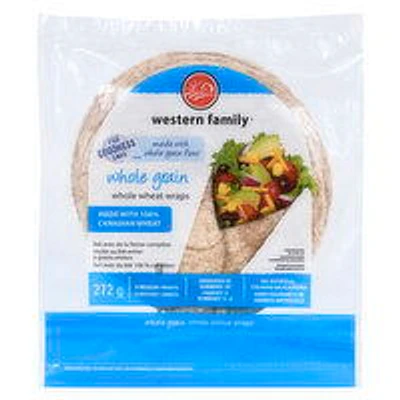Western Family - Whole Grain Whole Wheat Wraps - Medium, 8 Each