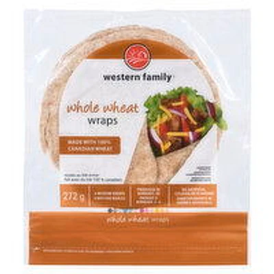 Western Family - Whole Wheat Wraps Medium, 8 Each