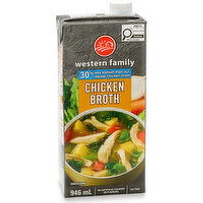 Western Family - Chicken Broth 25% Less Sodium, 946 Millilitre