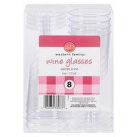 Western Family - Wine Glasses Plastic 6oz, 8 Each