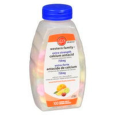 Western Family - Calcium Antacid Extra Strength - Assorted Fruit, 100 Each