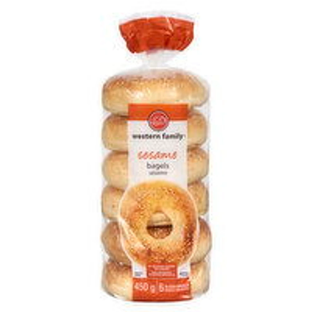 Western Family - Sesame Bagels, 6 Pack, 1 Each