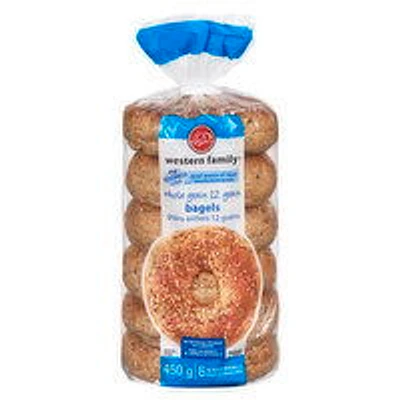 Western Family - Whole 12 Grain Bagels, 6 Pack, 1 Each