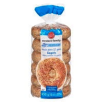 Western Family - Whole 12 Grain Bagels, 6 Pack, 1 Each
