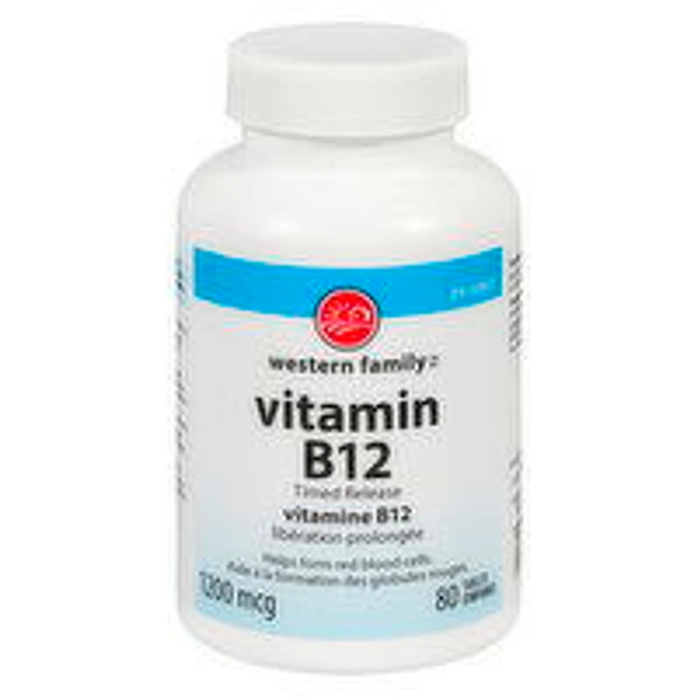 Western Family - Vitamin B12 Timed Release 1200mcg, 80 Each