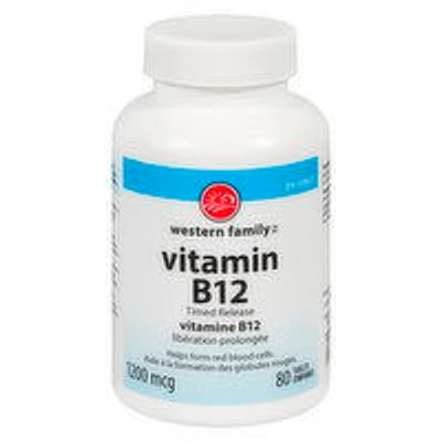 Western Family - Vitamin B12 Timed Release 1200mcg, 80 Each