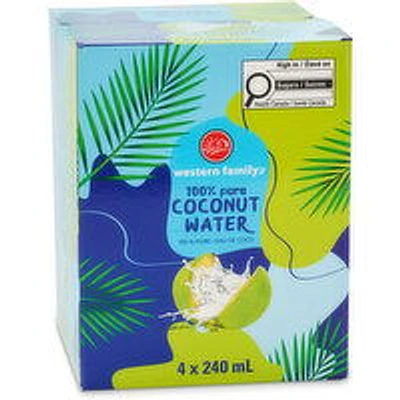 Western Family - Pure Coconut Water 100%, 4 Each