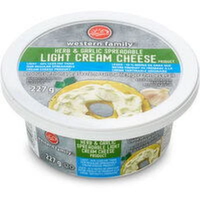 Western Family - Herb & Garlic Light Cream Cheese, 227 Gram