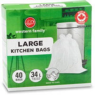 Western Family - Kitchen Bags Large, 40 Each