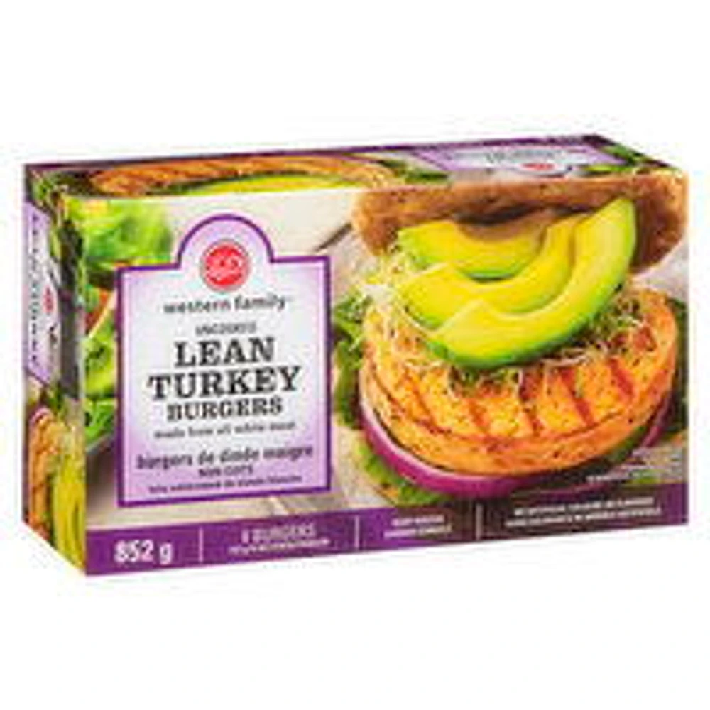 Western Family - Lean Turkey Burgers, 6 Each