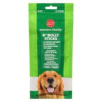 Western Family - Dog Treats - Natural 6" Bully Chew Sticks, 3 Each