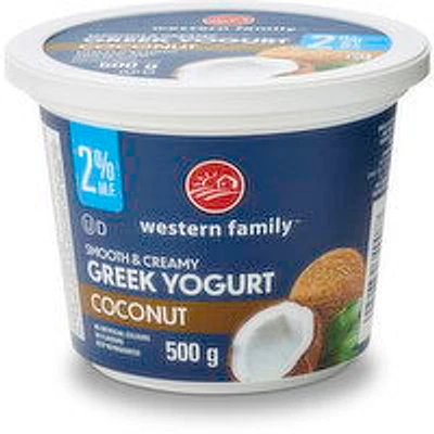 Western Family - Greek Yogurt Smooth & Creamy Coconut, 2% M.F., 500 Gram