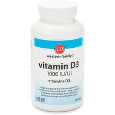 Western Family - Vitamin D 1000IU, 180 Each