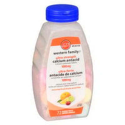 Western Family - Ultra Strength Calcium Antacid - Assorted Berries, 72 Each