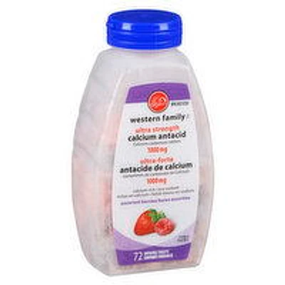 Western Family - Ultra Strength Calcium Antacid - Assorted Fruit, 72 Each