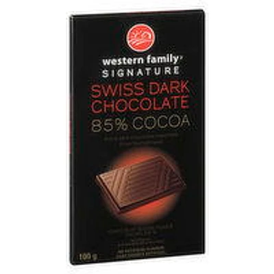 Western Family - Swiss Dark Chocolate Bar 85% Cocoa, 100 Gram