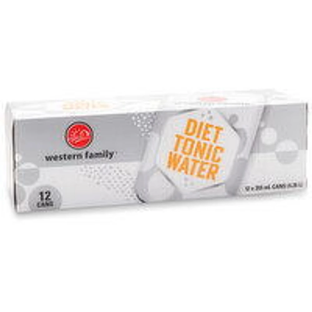Western Family - Diet Tonic Water, 355mL Cans, 12 Each