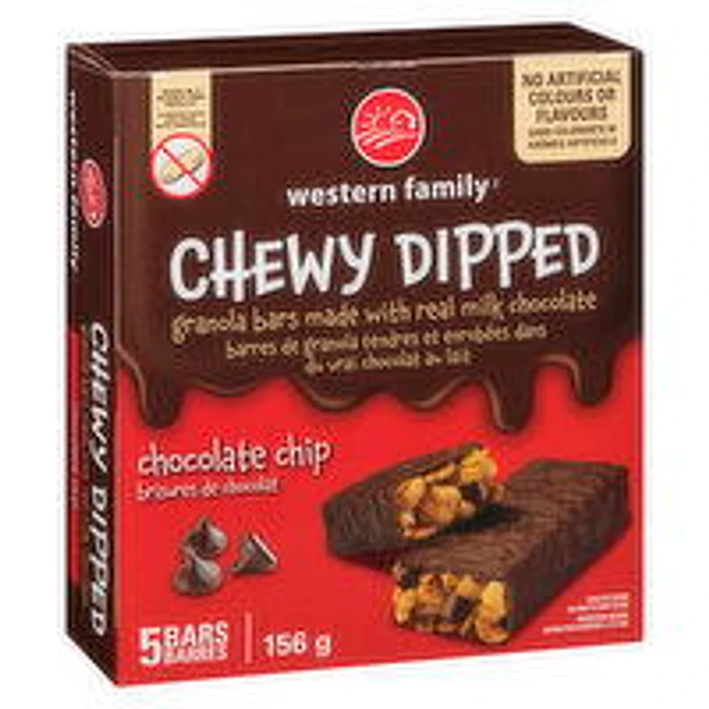 Western Family - Dipped Chocolate Chip Granola Bars, 5 Each