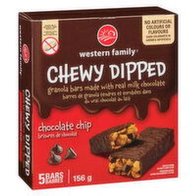Western Family - Dipped Chocolate Chip Granola Bars, 5 Each