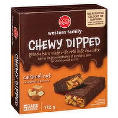 Western Family - Granola Bars - Dipped Caramel Nut, 5 Each