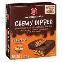 Western Family - Granola Bars - Dipped Caramel Nut, 5 Each