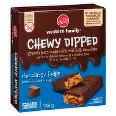 Western Family - Granola Bars - Dipped Chocolatey Fudge, 5 Each