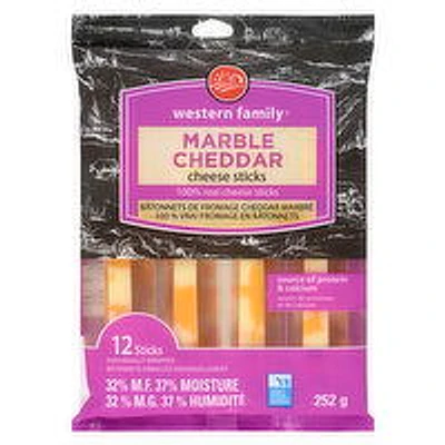 Western Family - Marble Cheddar Cheese Sticks, 12 Each