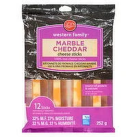 Western Family - Marble Cheddar Cheese Sticks, 12 Each