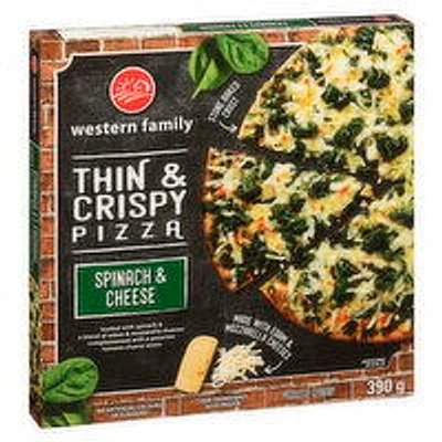 Western Family - Pizza Thin & Crispy - Spinach & Cheese, 390 Gram
