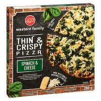 Western Family - Pizza Thin & Crispy - Spinach & Cheese, 390 Gram