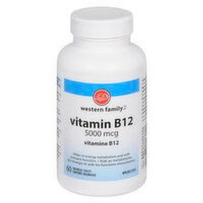 Western Family - B12 Methylcobalamin Extra Strength 5000mcg, 60 Each