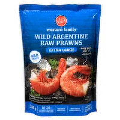 Western Family - Wild Argentine Raw Prawns, Extra Large, 340 Gram