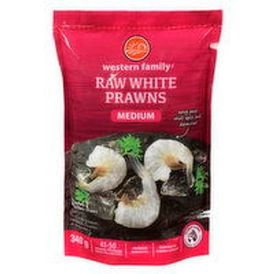 Western Family - White Medium Prawns - Raw, 340 Gram
