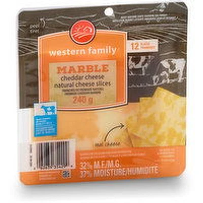 Western Family - Marble Cheddar Cheese Slices, 240 Gram