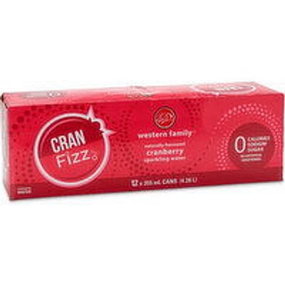 Western Family - Cran Fizz Sparkling Water, 355mL Cans, 12 Each