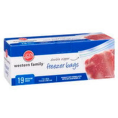 Western Family - Freezer Bags - Medium, 19 Each