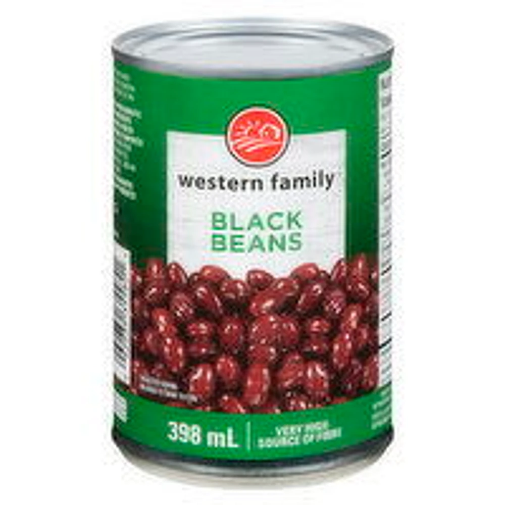Western Family - Black Beans, 398 Millilitre