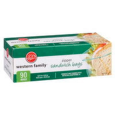 Western Family - Zipper Sandwich Bags - 90 Bags, 90 Each